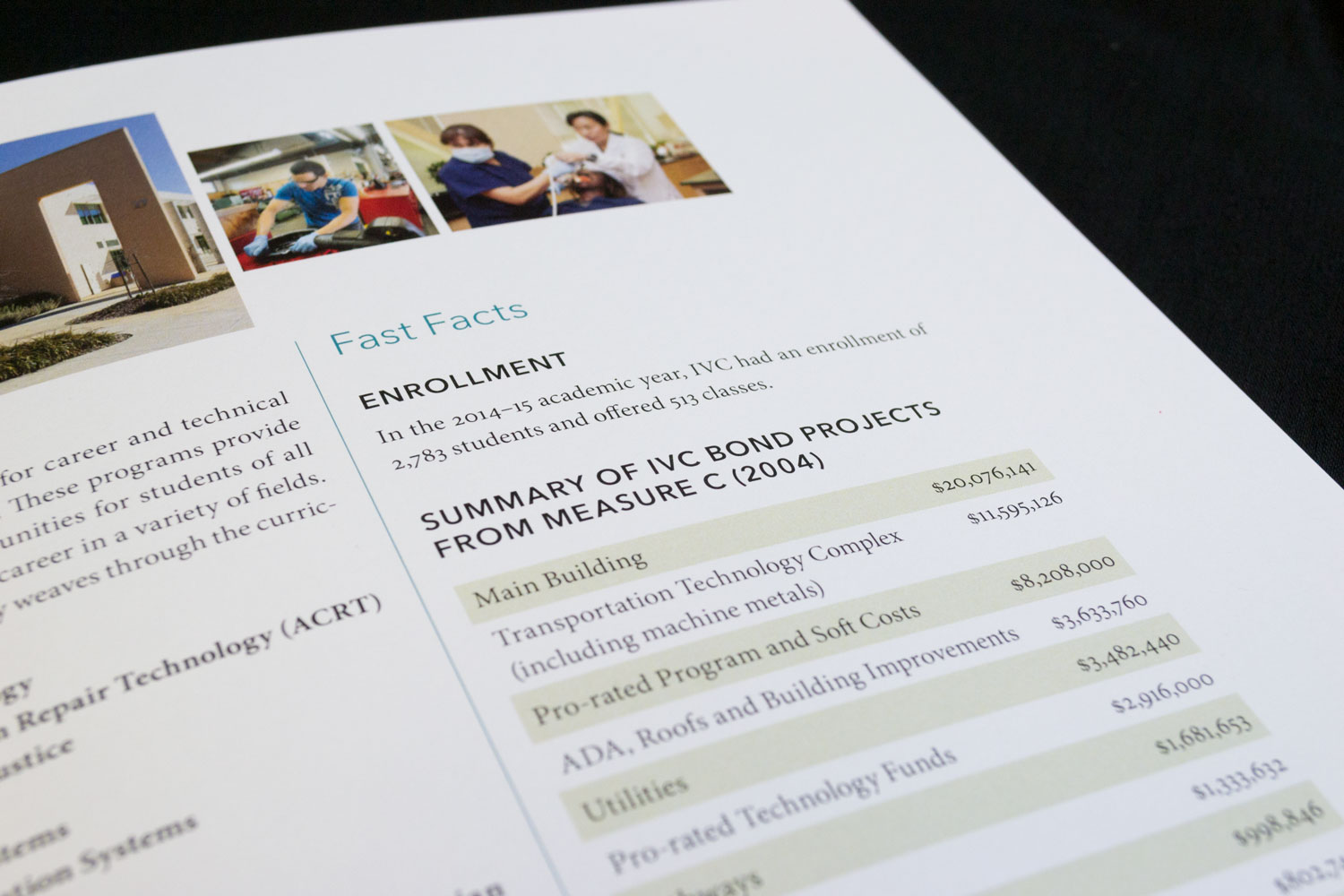 Brochure for College of Marin Indian Valley Campus