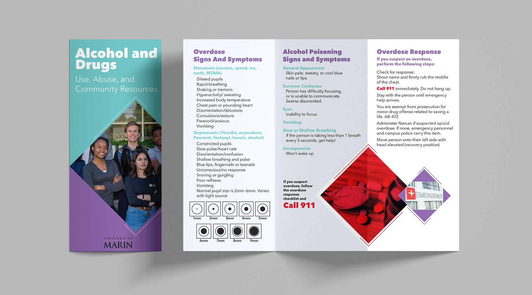 Alcohol and drugs brochure for College of Marin
