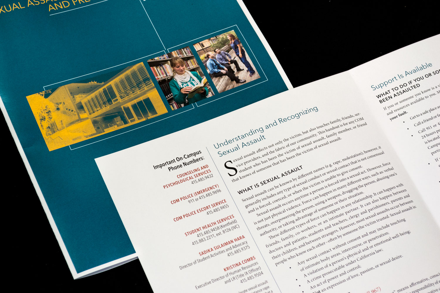 Sexual assault brochure for College of Marin