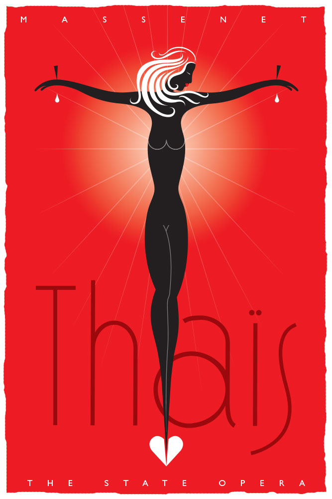 Thais by Jules Massenet. Illustrated woman on cross